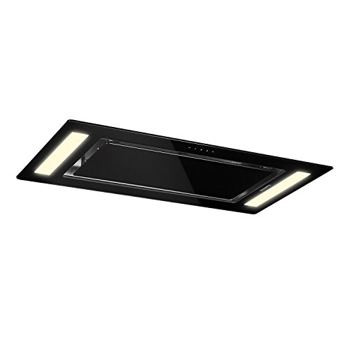 Klarstein Remy - Campana extractora, Bajo mueble, Campana para techo, 90 cm de ancho, Modo aire circulante, Potencia de extracción de 620 m³/h, Filtros anti grasa de aluminio, Negro
