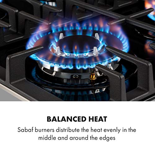 Klarstein Victoria – cocina de gas de 4 fogones, 4 llamas, autárquico, 60 cm, encastrable, quemador Sabaf, propano, gas natural, válvulas de seguridad, autoapagado, portaollas de hierro fundido, negro