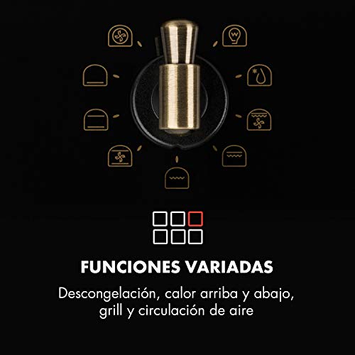 Klarstein Victoria Horno de cocina - Horno eléctrico, Diseño retro, 9 funciones, Autoapagado, 50-250°C, 70 litros, 10 alturas, Fácil de limpiar gracias a su apertura, Iluminación, Negro