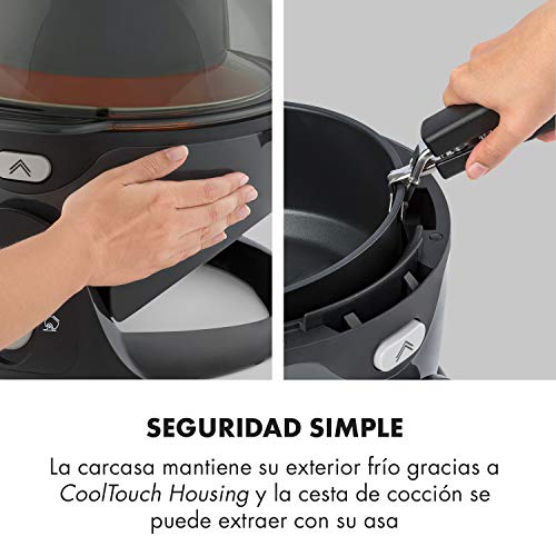 Klarstein VitAir Pommesmaster freidora de aire caliente - 1400 W, de 50-240 °C, sistema de rotación, cocinado a 360°, panel digital, programable hasta 60 min, fuente de calor de carbono, negro