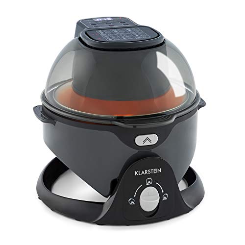 Klarstein VitAir Pommesmaster freidora de aire caliente - 1400 W, de 50-240 °C, sistema de rotación, cocinado a 360°, panel digital, programable hasta 60 min, fuente de calor de carbono, negro