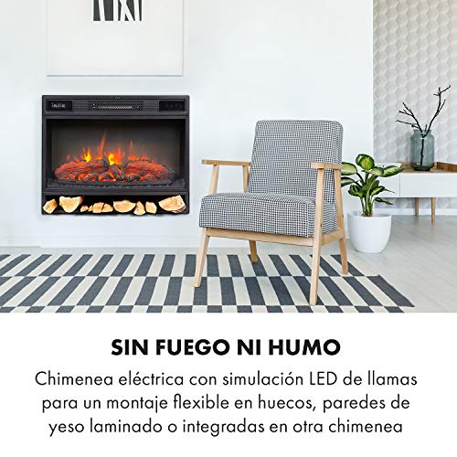 KLARSTEIN Vulsini - Chimenea eléctrica, Potencia de 1700/1900 W, hasta 38 m², 70 x 55 cm, Ilusión de Llamas Realista, 2 Niveles de Calor, Tecnología LED, Mando a Distancia, Programable, Negro