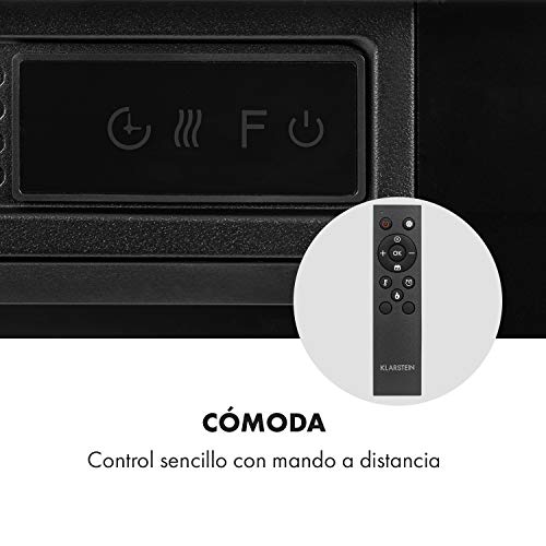 KLARSTEIN Vulsini - Chimenea eléctrica, Potencia de 1700/1900 W, hasta 38 m², 70 x 55 cm, Ilusión de Llamas Realista, 2 Niveles de Calor, Tecnología LED, Mando a Distancia, Programable, Negro