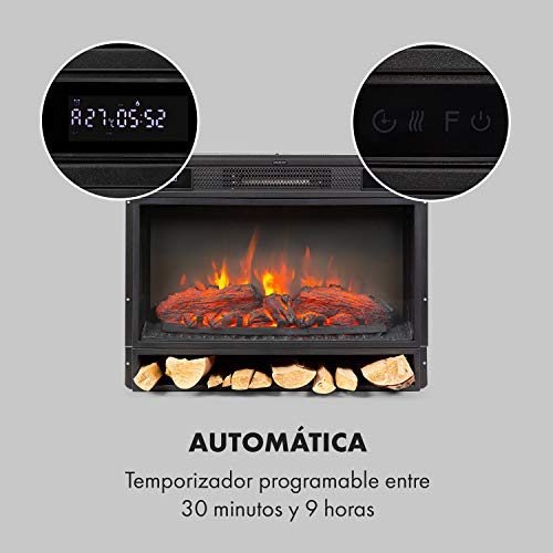 KLARSTEIN Vulsini - Chimenea eléctrica, Potencia de 1700/1900 W, hasta 38 m², 70 x 55 cm, Ilusión de Llamas Realista, 2 Niveles de Calor, Tecnología LED, Mando a Distancia, Programable, Negro