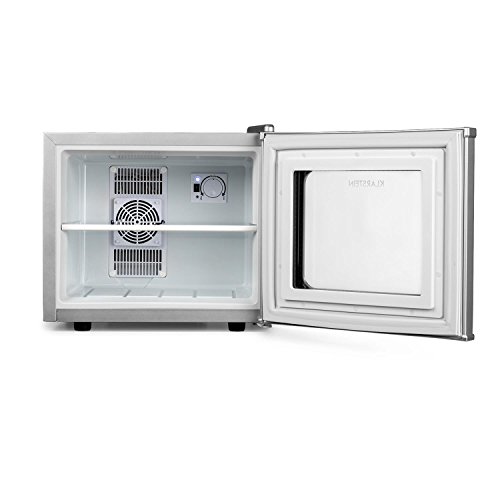 Klarstein Winehouse Minibar - Vinoteca, Nevera de Bebidas y tentempiés, 17 L, Silenciosa 38 dB, 8 a 18 °C, Refrigerador bajo Consumo 60 W, Acero Inoxidable, Plateado