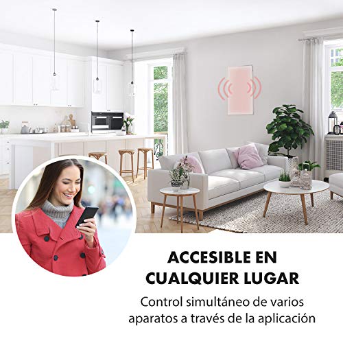 KLARSTEIN Wonderwall Smart - Calefactor por Infrarrojos, Calor Inteligente, Temporizador programable, Tipo de protección IP24, Sin Fase de Calentamiento, 450 W, 50 x 90 cm, Blanco