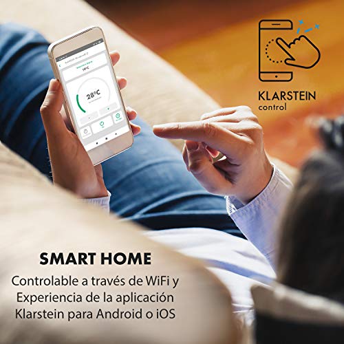 KLARSTEIN Wonderwall Smart - Calefactor por Infrarrojos, Calor Inteligente, Temporizador programable, Tipo de protección IP24, Sin Fase de Calentamiento, 450 W, 50 x 90 cm, Blanco