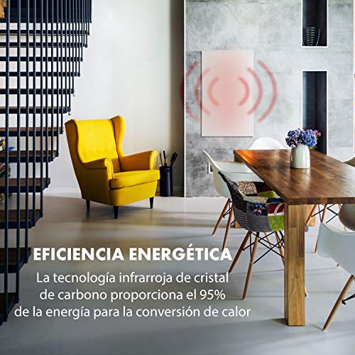 KLARSTEIN Wonderwall Smart - Calefactor por Infrarrojos, Calor Inteligente, Temporizador programable, Tipo de protección IP24, Sin Fase de Calentamiento, 450 W, 50 x 90 cm, Blanco