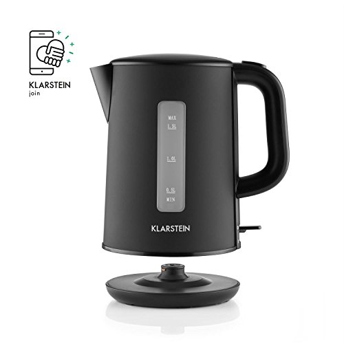 Klarstein Wonderwood Hervidor de Agua - Inalámbrico, Tetera eléctrica, Diseño Minimalista, 1,5 L, 2200 W, Filtro antical Lavable, Negro
