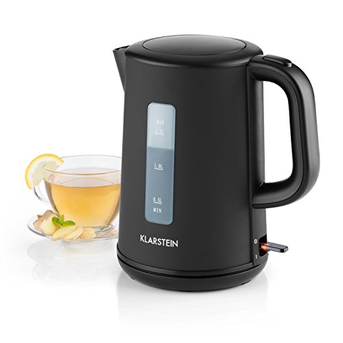 Klarstein Wonderwood Hervidor de Agua - Inalámbrico, Tetera eléctrica, Diseño Minimalista, 1,5 L, 2200 W, Filtro antical Lavable, Negro