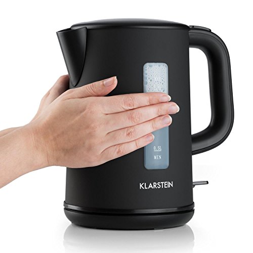 Klarstein Wonderwood Hervidor de Agua - Inalámbrico, Tetera eléctrica, Diseño Minimalista, 1,5 L, 2200 W, Filtro antical Lavable, Negro