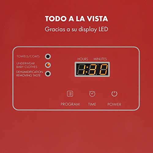 KLARSTEIN Zap Dry - Secadora, Potencia 820 W, Capacidad 50 L, 3 programas, Tambor de Acero Inoxidable, Panel de Control táctil, Tapa con Vidrio de Seguridad, Recogecable, Pantalla LED, Rojo