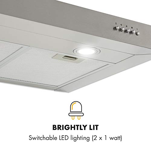 Klarstein Zarah 90 Campana extractora - Campana de pared, Ancho: 90 cm, Salida: 600 m³/h, 55-72 dB, LED, Acero inoxidable, Convertible, Plateado