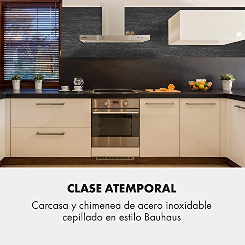 Klarstein Zarah 90 Campana extractora - Campana de pared, Ancho: 90 cm, Salida: 600 m³/h, 55-72 dB, LED, Acero inoxidable, Convertible, Plateado