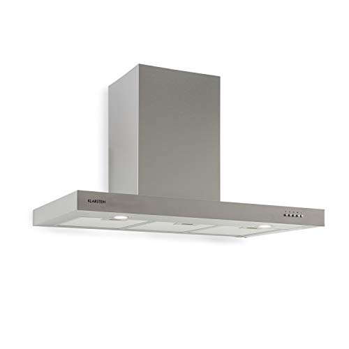 Klarstein Zarah 90 Campana extractora - Campana de pared, Ancho: 90 cm, Salida: 600 m³/h, 55-72 dB, LED, Acero inoxidable, Convertible, Plateado