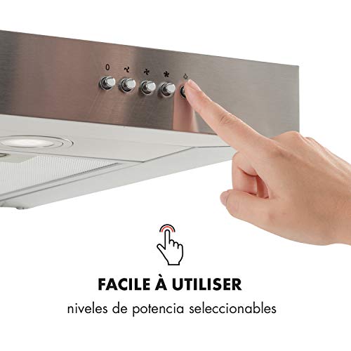 Klarstein Zarah 90 Campana extractora - Campana de pared, Ancho: 90 cm, Salida: 600 m³/h, 55-72 dB, LED, Acero inoxidable, Convertible, Plateado