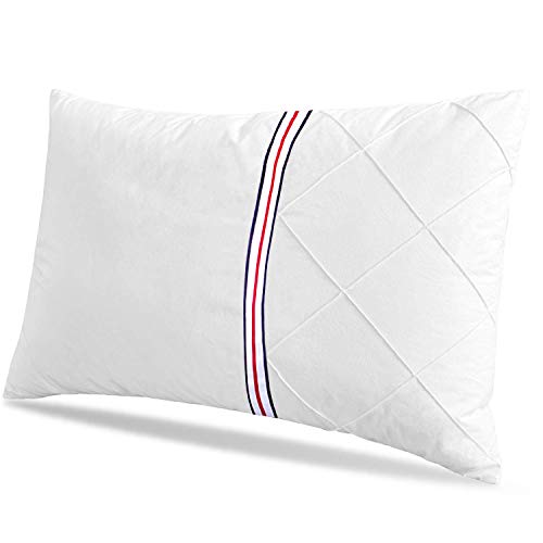 KLAS REMO Almohada Fibra, Almohada de 48x74 cm Almohada con Funda 100% Algodón Almohada Transpirable Firmeza Media Almohada para Cervical y Cabeza 1 Unidad