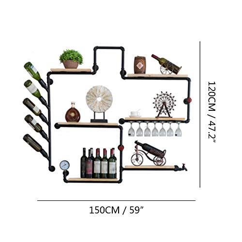 KLDX Botellero de Pared con Diseño Industrial Botellero de Vino Estante Botellero Estilo Soft Moderno Estantería para Vino en Metal Variante