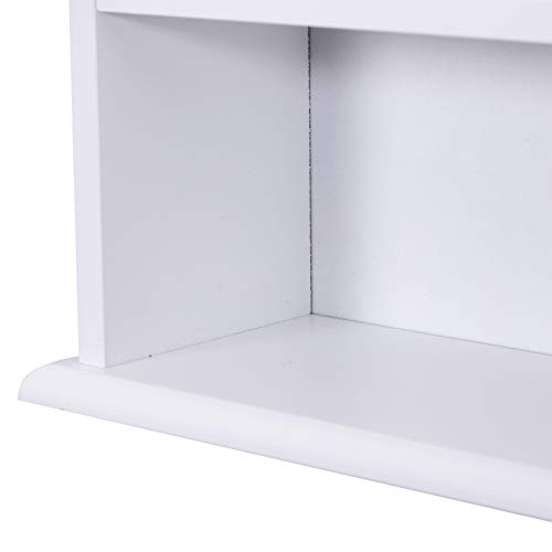 kleankin Armario de Baño con Espejo de Pared con 2 Puertas Armario de 3 Niveles para Almacenamiento Armario de Pared para Cocina Baño Salón Tablero de MDF Fuerte y Fácil de Limpiar Blanco 56x13x58cm