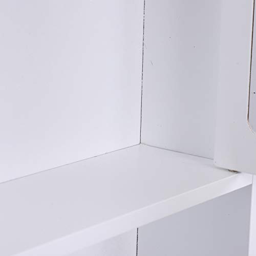 kleankin Armario de Baño con Espejo de Pared con 2 Puertas Armario de 3 Niveles para Almacenamiento Armario de Pared para Cocina Baño Salón Tablero de MDF Fuerte y Fácil de Limpiar Blanco 56x13x58cm