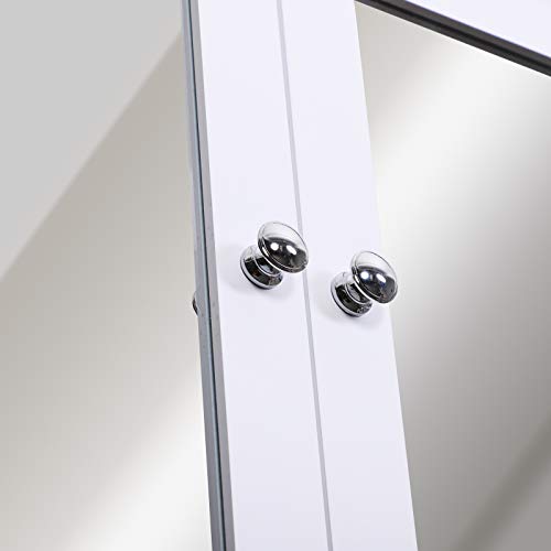 kleankin Armario de Baño con Espejo de Pared con 2 Puertas Armario de 3 Niveles para Almacenamiento Armario de Pared para Cocina Baño Salón Tablero de MDF Fuerte y Fácil de Limpiar Blanco 56x13x58cm