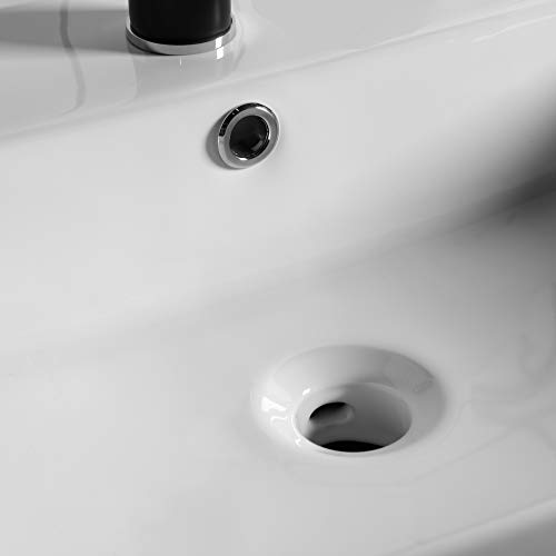 kleankin Lavabo Rectangular Lavamanos para Baño sobre Encimera de Cerámica de Alta Temperatura con Diseño Nórdico Sólido y Moderno 52x42x15,5 cm Blanco