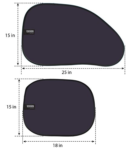 KMMIN Parasol para Ventanilla de Coche, Auto Parasol para Bloqueo UV Ray y Proteger Niños Mascotas con Fácil Instalación y Buena de Refrigeración Talla (Dos 45 × 38 y uno 63 × 38 CM)