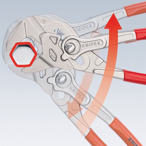 KNIPEX 86 03 250 SB Tenaza llave Alicates y juego de llaves en una sola herramienta cromado recubiertos de plástico 250 mm