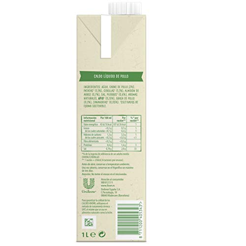 Knorr - Caldo Líquido Casero de Pollo 100% Natural sin Gluten ni Conservantes, 1L (8 unidades)