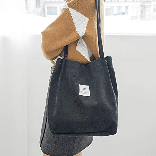 koiry Bolso de Hombro Informal de Las señoras del totalizador de la Pana de Las Mujeres Bolso de Playa Reutilizable Plegable de la Playa de Las Compras