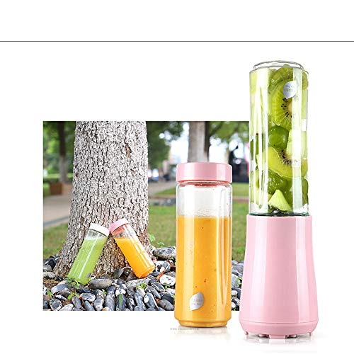 KOKO Exprimidor mini portátil para el hogar, multifunción, para máquina de alimentos, jugo, doble taza, puede batir la pasta de mijo, color blanco y rosa