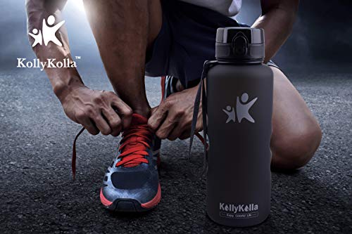 KollyKolla Botella Agua Sin BPA Deportes -1.5L, Reutilizables Ecológica Tritan Plástico, Bebidas Botellas con Filtro & Marcador de Tiempo, para Cámping, Tapa Abatible de 1 Clic, Azul Oscuro Mate