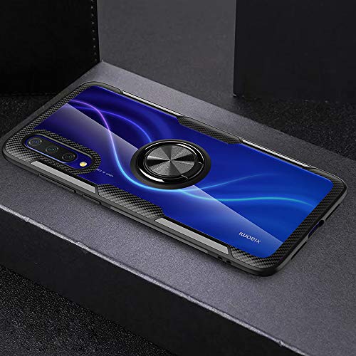 KONEE Funda Compatible con Xiaomi Mi 9 Lite, 【Transparente Anti-Rasguños 】 【360° Giratorio Anilla Posterior】 【Compatible con Soporte de Montaje Magnético del Coche】 Carcasa para Xiaomi Mi 9 Lite
