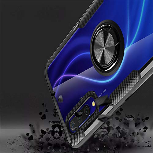 KONEE Funda Compatible con Xiaomi Mi 9 Lite, 【Transparente Anti-Rasguños 】 【360° Giratorio Anilla Posterior】 【Compatible con Soporte de Montaje Magnético del Coche】 Carcasa para Xiaomi Mi 9 Lite