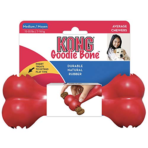 KONG - Goodie Bone - Hueso dispensador de golosinas en Caucho Resistente - para Perros Medianos
