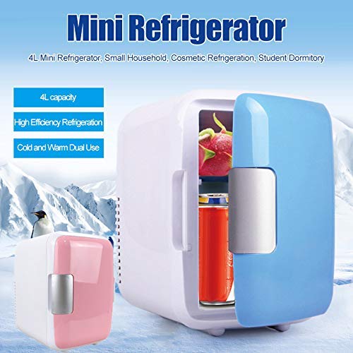 KongLyle Coche Mini Nevera - 4L Nevera Maquillaje Refrigeradores Doble Uso para Hogar Habitación - Rosa