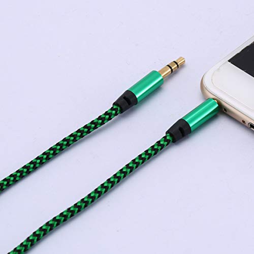 Kongqiabona-UK Cable de Audio de aleación de Aluminio Macho a Macho Cable de Audio de 3,5 mm Línea de grabación Trenzada de Color Auxiliar Cable Universal para automóvil