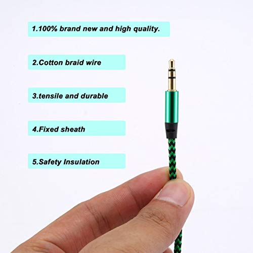 Kongqiabona-UK Cable de Audio de aleación de Aluminio Macho a Macho Cable de Audio de 3,5 mm Línea de grabación Trenzada de Color Auxiliar Cable Universal para automóvil