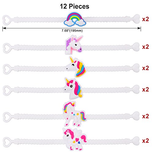 Konsait Unicornio Llavero (12pcs) Unicornio Pulsera de Silicona (12pcs) Unicornio Collar (6pcs) para piñata, Fiesta Unicornio, Artículos de Fiesta de cumpleaños Regalo para Niños niñas