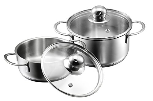Kopf 124245 Olla Mini Parvus, 2 Piezas, Ø 14 + 14 cm, 1 + 0,7 litro, Acero Inoxidable