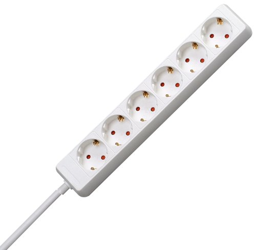 Kopp 120613005 Interior 6AC outlet(s) 1.4m Rojo, Color blanco base múltiple - Bases múltiples (Interior, 1,4 m, 6 salidas AC, Tipo F, Rojo, Blanco, 16 A)