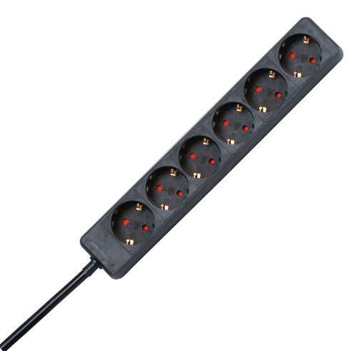 Kopp 120615007 Interior 6AC Outlet(s) Negro, Rojo Base múltiple - Bases múltiples (Interior, 6 Salidas AC, Tipo F, Negro, Rojo, 16 A, Negro)