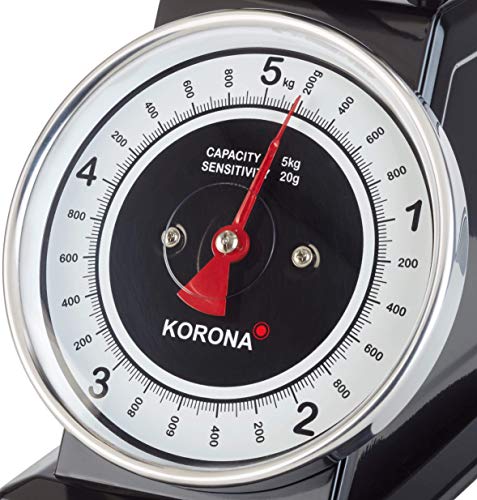 Korona TOM Mechanical kitchen scale Negro, Acero inoxidable, Blanco Mesa - Báscula de cocina (Mechanical kitchen scale, 5 kg, 20 g, Negro, Acero inoxidable, Blanco, Mesa, Analógica)