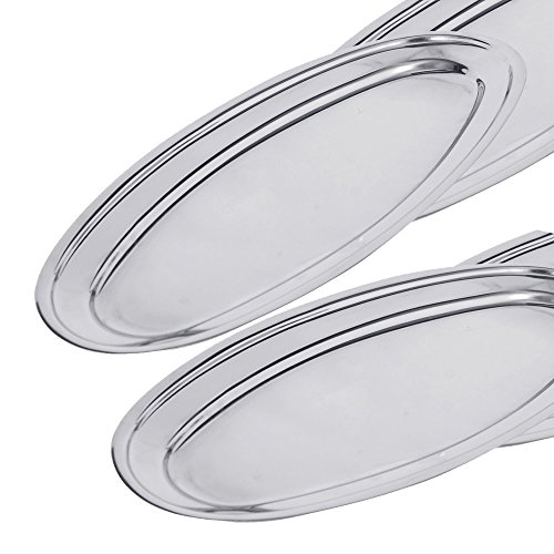 Kosma set de 4 bandejas de acero inoxidable | Bandeja de servir de plato de pescado | | | un plato de carne asada - Placa de 55 cm.