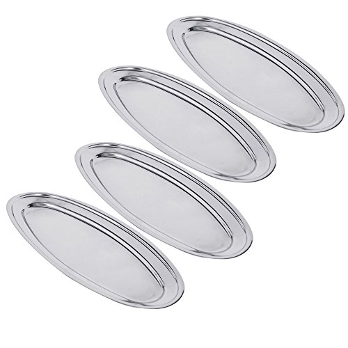 Kosma set de 4 bandejas de acero inoxidable | Bandeja de servir de plato de pescado | | | un plato de carne asada - Placa de 55 cm.