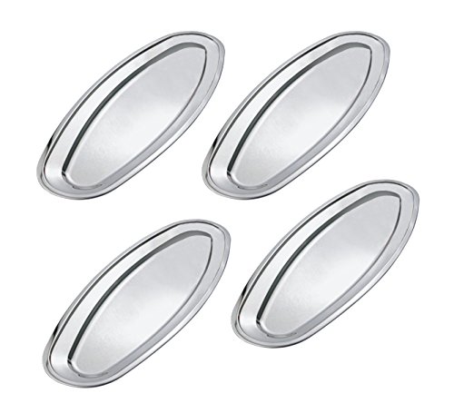 Kosma set de 4 bandejas de acero inoxidable | Bandeja de servir de plato de pescado | | | un plato de carne asada - Placa de 55 cm.