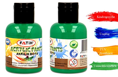 KrevoArt - Juego de pinturas acrílicas para niños y adultos, 6 colores acrílicos de 50 ml, certificado TÜV Nord, resistentes al agua, para lienzo, madera, arcilla, papel