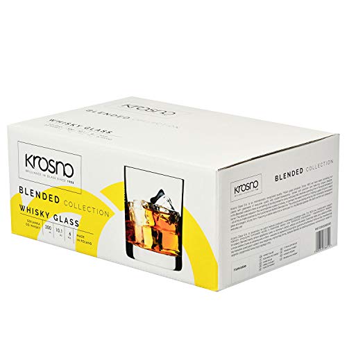 Krosno Vasos Copas de Whisky | Conjunto 6 Piezas | 300 ML | Blended Collection Uso en Casa, Restaurante y en Fiestas | Apto para Microondas y Lavavajillas