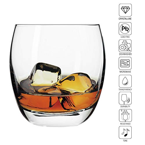Krosno Vasos Copas de Whisky | Conjunto 6 Piezas | 300 ML | Elite Collection Uso en Casa, Restaurante y en Fiestas | Apto para Microondas y Lavavajillas