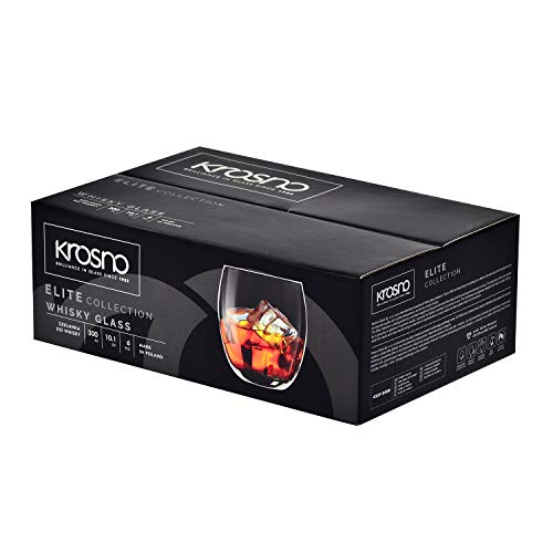 Krosno Vasos Copas de Whisky | Conjunto 6 Piezas | 300 ML | Elite Collection Uso en Casa, Restaurante y en Fiestas | Apto para Microondas y Lavavajillas
